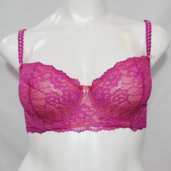 Felina 5894 Harlow Sheer Lace Full Busted Demi Underwire Bra 38DDD Wild Aster - Better Bath and Beauty