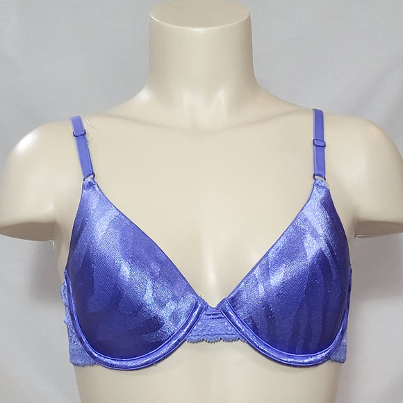 DISCONTINUED Maidenform 7122 One Fabulous Fit Jacquard Satin Underwire Bra 34B Blue NWT - Better Bath and Beauty