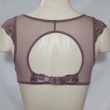 Gilligan & O'Malley Cap Sleeve High Neck Lace Bralette Wire Free Brown Rose SMALL - Better Bath and Beauty