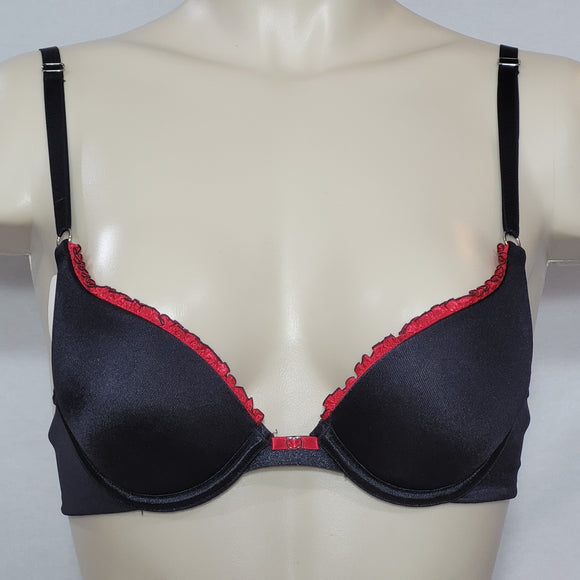 Lily of France 2179101 Ego Boost Push-Up Bra 32A Black with Red Trim NWT - Better Bath and Beauty