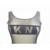 DKNY DK7007 Sheer Mesh Logo-Band Bodysuit MEDIUM Black NWT - Better Bath and Beauty