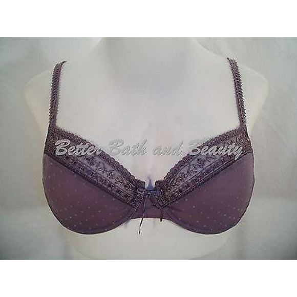 Etam 6389662 Semi Sheer Lace Balconette Underwire Bra 34C Purple - Better Bath and Beauty