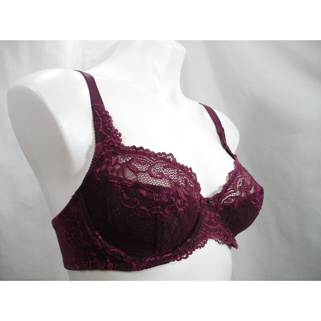 CACIQUE Burgundy Floral Underwire Support Bra Size 42D NWT