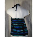 Liz Lange Maternity Halter Tankini Swim Suit Top SIZE LARGE Blue Stripes NWOT - Better Bath and Beauty