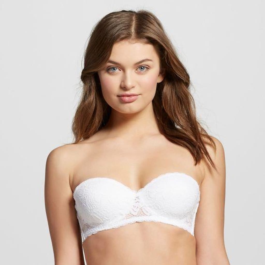 White Lace Lightly Lined Strapless Bra
