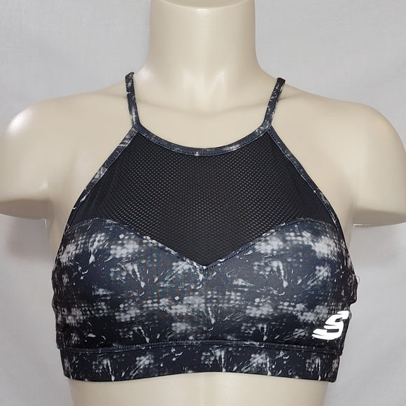 Sketchers Sport Illusion Wire Free Sports Bra SMALL Abstract Gray NWT - Better Bath and Beauty