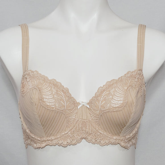 Paramour by Felina 115353 Stripe Delight Full Figure Underwire Bra 36D Fawn NWT - Better Bath and Beauty