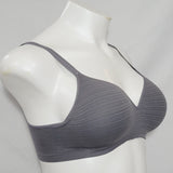 Hanes HU08 HP08 G260 Wire Free Soft Cup Bra LARGE Gray Stripe NWOT - Better Bath and Beauty