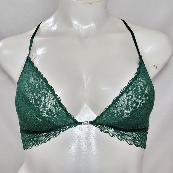 Gilligan O'Malley Front Close Sheer Lace Y-Back Wire Free Bra Bralette XS X-SMALL Arugula Green - Better Bath and Beauty