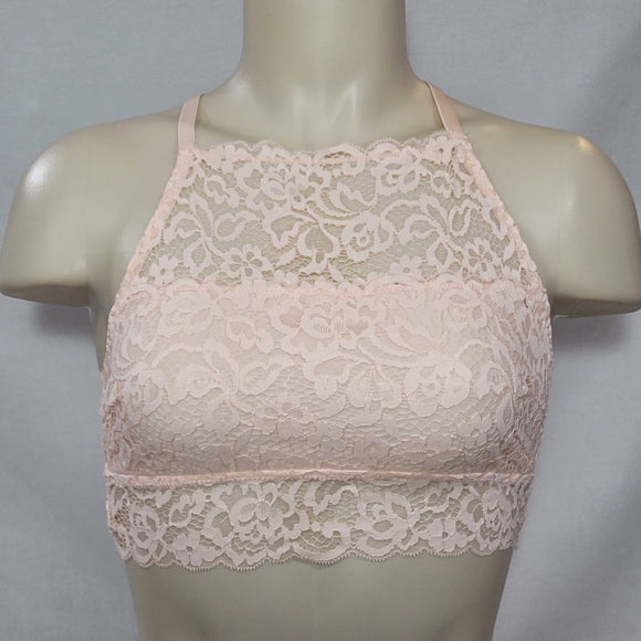 Xhilaration High Neck T-Back Lace Bra Bralette LARGE Feather Peach NWT - Better Bath and Beauty