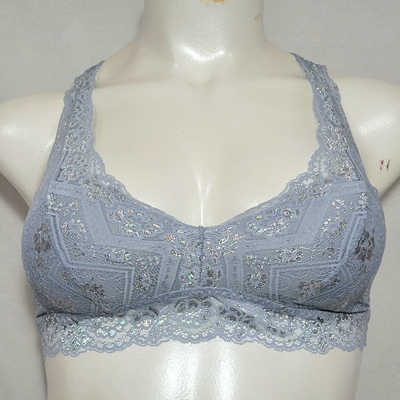 Gilligan & O'Malley Lace Pullover Racerback Bralette XS X-SMALL Metallic Blue Prelude NWT - Better Bath and Beauty