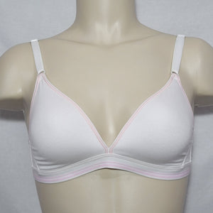 Hanes HC47 Cotton Stretch Wire Free T-Shirt Bra 34C White & Pink NWT - Better Bath and Beauty