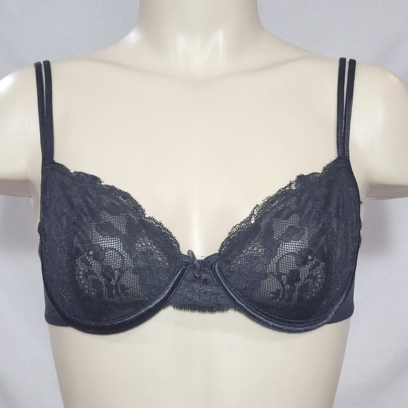 Lily of France 2101215 Sheer Lace and Mesh Underwire Bra 34B Black - Better Bath and Beauty