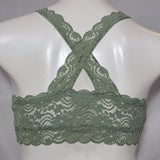 Xhilaration Lace Crossback Wire Free Bra Bralette XL X-LARGE Pioneer Sage Green - Better Bath and Beauty