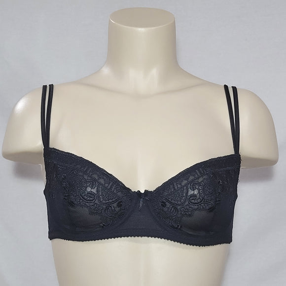 Blush Semi Sheer Embroidered Lace Unlined Underwirea Bra 34B Black - Better Bath and Beauty