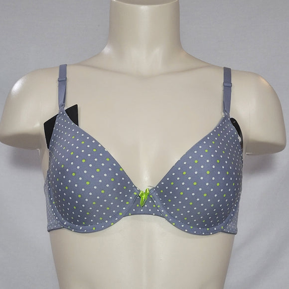 Maidenform 7959 One Fabulous Fit Demi Underwire Bra 34B Gray w/Green Dots NWT - Better Bath and Beauty