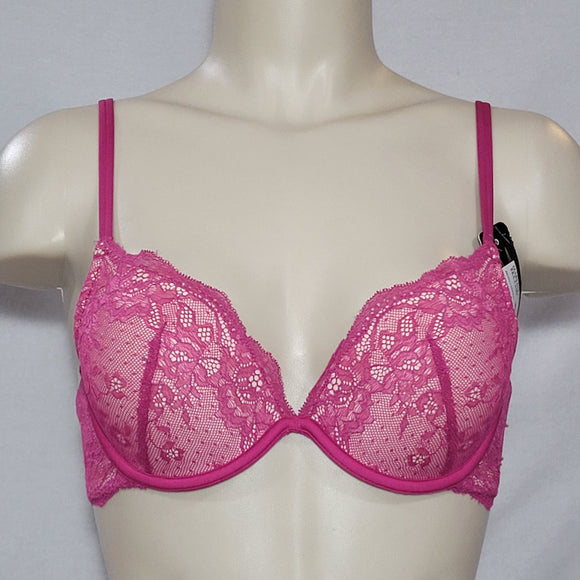 Maidenform 9407 Enthralled Embellished Lace Plunge Underwire Bra 36A Magenta DISCONTINUED