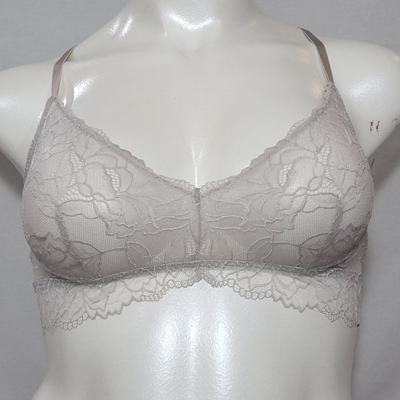 Gilligan OMalley Floral Lace Bralette Bra Size SMALL Morning Fog Gray NWT - Better Bath and Beauty