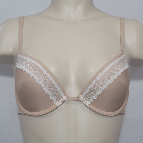 Calvin Klein QF1416 Signature Plunge Push-Up UW Bra 34C Nude NWT - Better Bath and Beauty
