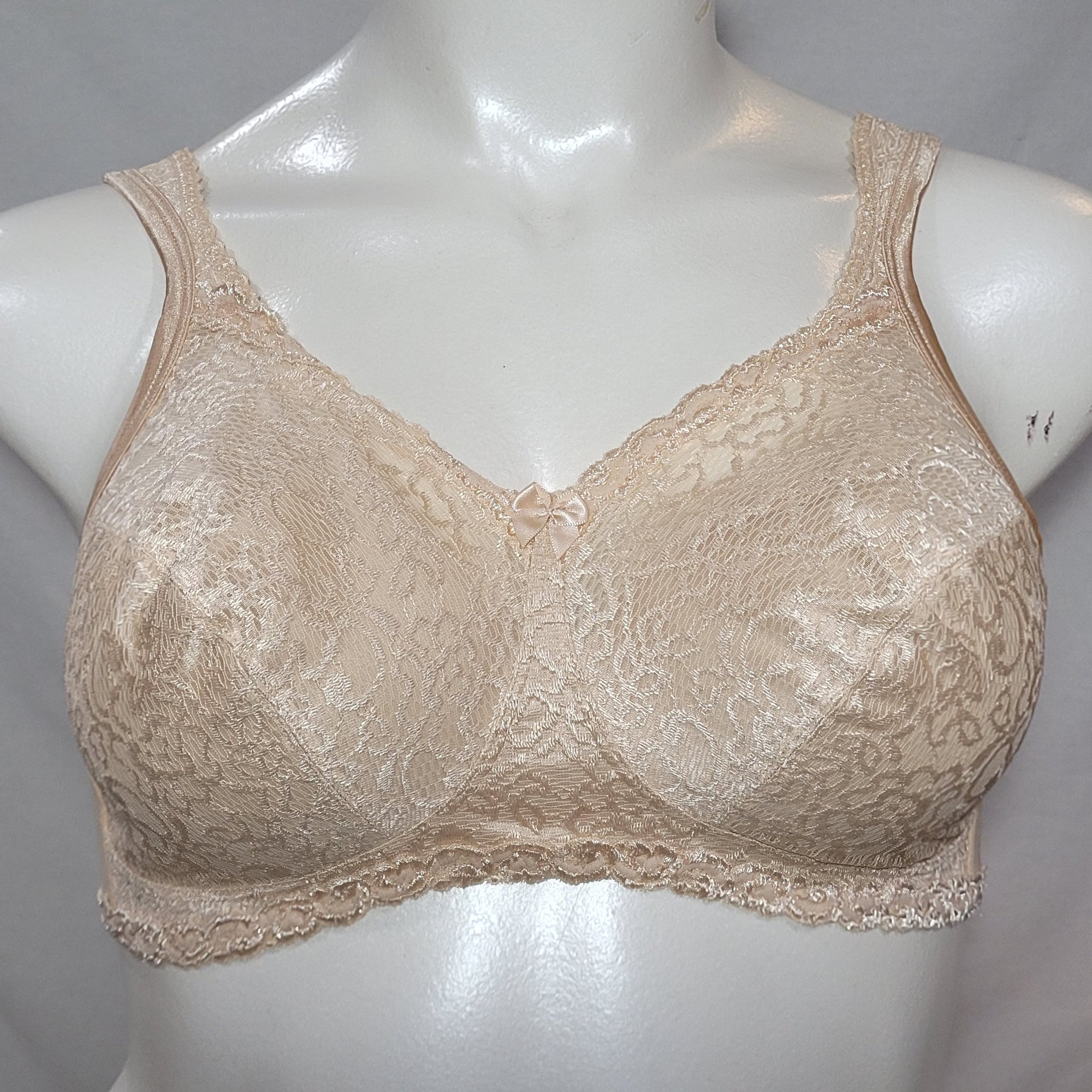 Playtex 4088 18 Hour Comfort Lace Wire Free Bra 36D Nude