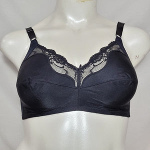 Lilyette 562 0562 Lace Trimmed Divided Cup Wire Free Bra 38D Black - Better Bath and Beauty