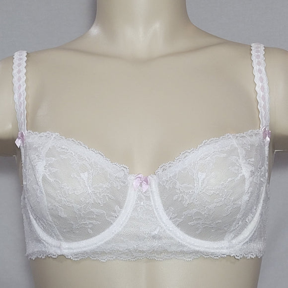 Felina 5894 Harlow Sheer Lace Full Busted Demi Underwire Bra 40DD White NWT - Better Bath and Beauty