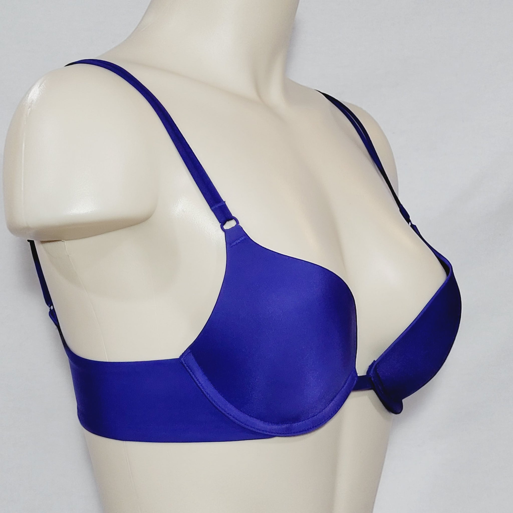 Buy Level 2 Push Up Underwired Demi Cup Plunge Bra in Royal Blue