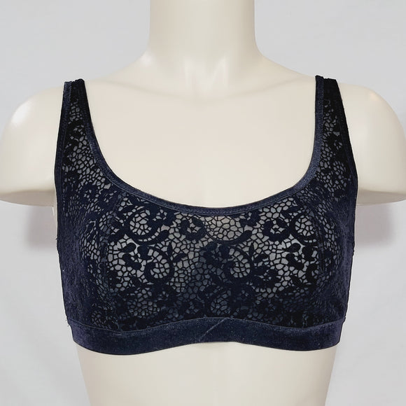 Gilligan & O'Malley Velour & Mesh Unlined Wired Bralette Bra XL X-LARGE Black - Better Bath and Beauty
