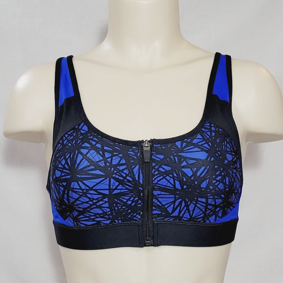 Champion N9643 Power Shape Max Zip Front Wire Free Sports Bra XS X-SMALL Black Blue - Better Bath and Beauty