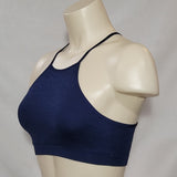 Xhilaration High Neck Seamless Wire Free Texture Bralette Bra Size SMALL Navy Nightime Blue - Better Bath and Beauty