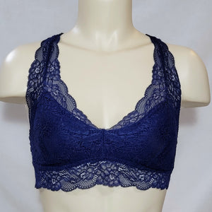 Gilligan & O'Malley Lace Racerback Wire Free Bralette SMALL Nighttime Blue - Better Bath and Beauty