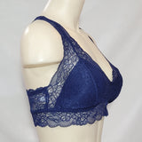 Gilligan & O'Malley Lace Racerback Wire Free Bralette LARGE Nighttime Blue - Better Bath and Beauty