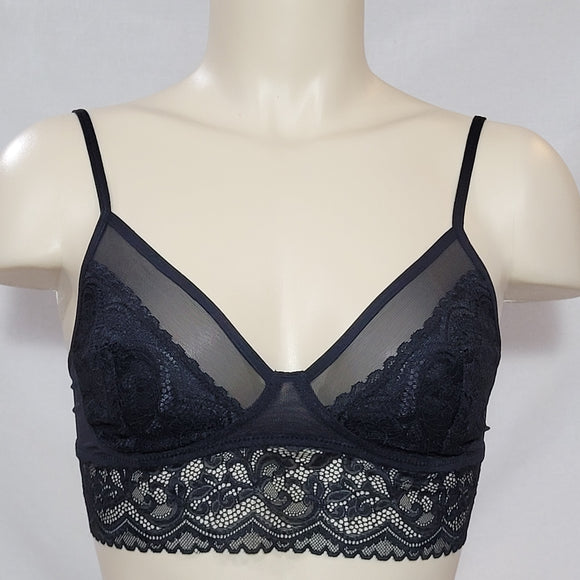 Gilligan & O'Malley Semi Sheer Lace Long Line Wire Free Bra Bralette XS X-SMALL Black - Better Bath and Beauty
