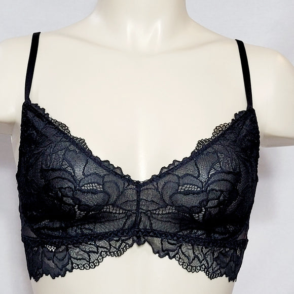 Gilligan & O'Malley Sheer Floral Lace Bralette Bra Size XS X-SMALL Ebony Black - Better Bath and Beauty