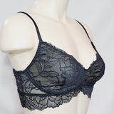 Gilligan & O'Malley Sheer Floral Lace Bralette Bra Size XS X-SMALL Ebony Black - Better Bath and Beauty