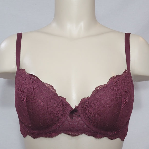 Gilligan O'Malley Padded Push Up Lace Underwire Bra 34D Burgundy - Better Bath and Beauty