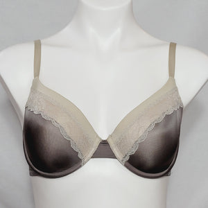 Calvin Klein F3307 Tonal Roses Lace Trim Demi Underwire Bra 34D Taupe & Nude - Better Bath and Beauty