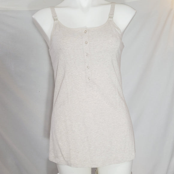 Gilligan & O'Malley Nursing Henley Cotton Cami Camisole Top Size Small Oatmeal - Better Bath and Beauty