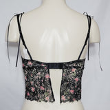 Love by Gap Black & Pink Floral Lace Longline Triangle Bralette SMALL Pink Floral - Better Bath and Beauty