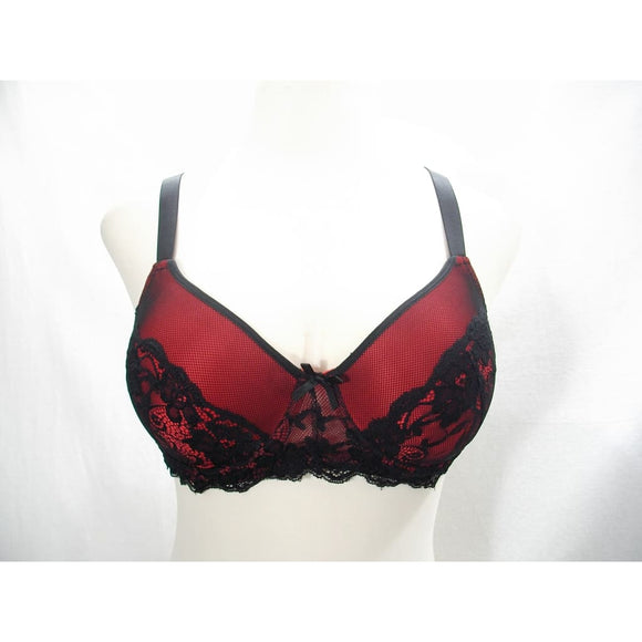 Black Bow BB5326 Lace Covered Contour Cup Underwire Bra 38C Red & Black NWT - Better Bath and Beauty