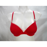 Calvin Klein QF1715 Everyday Push Up Plunge Underwire Bra 32D & QF1708 Sculpted Mesh-Panel Bikini MEDIUM Red NWT - Better Bath and Beauty