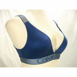 Calvin Klein QF1998 Mesh Strap Logo Stretch Wire Free Bralette Size SMALL Blue NWT - Better Bath and Beauty