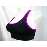 Champion B0791 Removable Cup Wire Free Sports Bra LARGE Black & Purple - Better Bath and Beauty