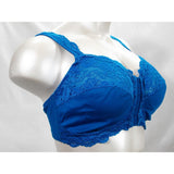 Comfort Choice 27-0439-3 Embroidered Front Close Wire Free Bra 48C Teal Blue - Better Bath and Beauty