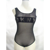 DKNY DK7007 Sheer Mesh Logo-Band Bodysuit MEDIUM Black NWT - Better Bath and Beauty