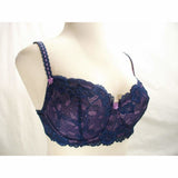 Felina 5894 Harlow Sheer Lace Full Busted Demi Underwire Bra 32DD Navy Blue - Better Bath and Beauty