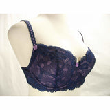 Felina 5894 Harlow Sheer Lace Full Busted Demi Underwire Bra 32DD Navy Blue - Better Bath and Beauty