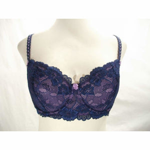 Felina 5894 Harlow Sheer Lace Full Busted Demi Underwire Bra 32DDD Navy Blue - Better Bath and Beauty