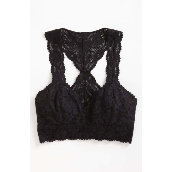 Free People Intimately Racerback Galloon Lace Bralette SMALL Black NWT - Better Bath and Beauty