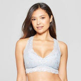 Gilligan & O'Malley Lace Pullover Racerback Bralette MEDIUM Metallic Blue Prelude NWT - Better Bath and Beauty
